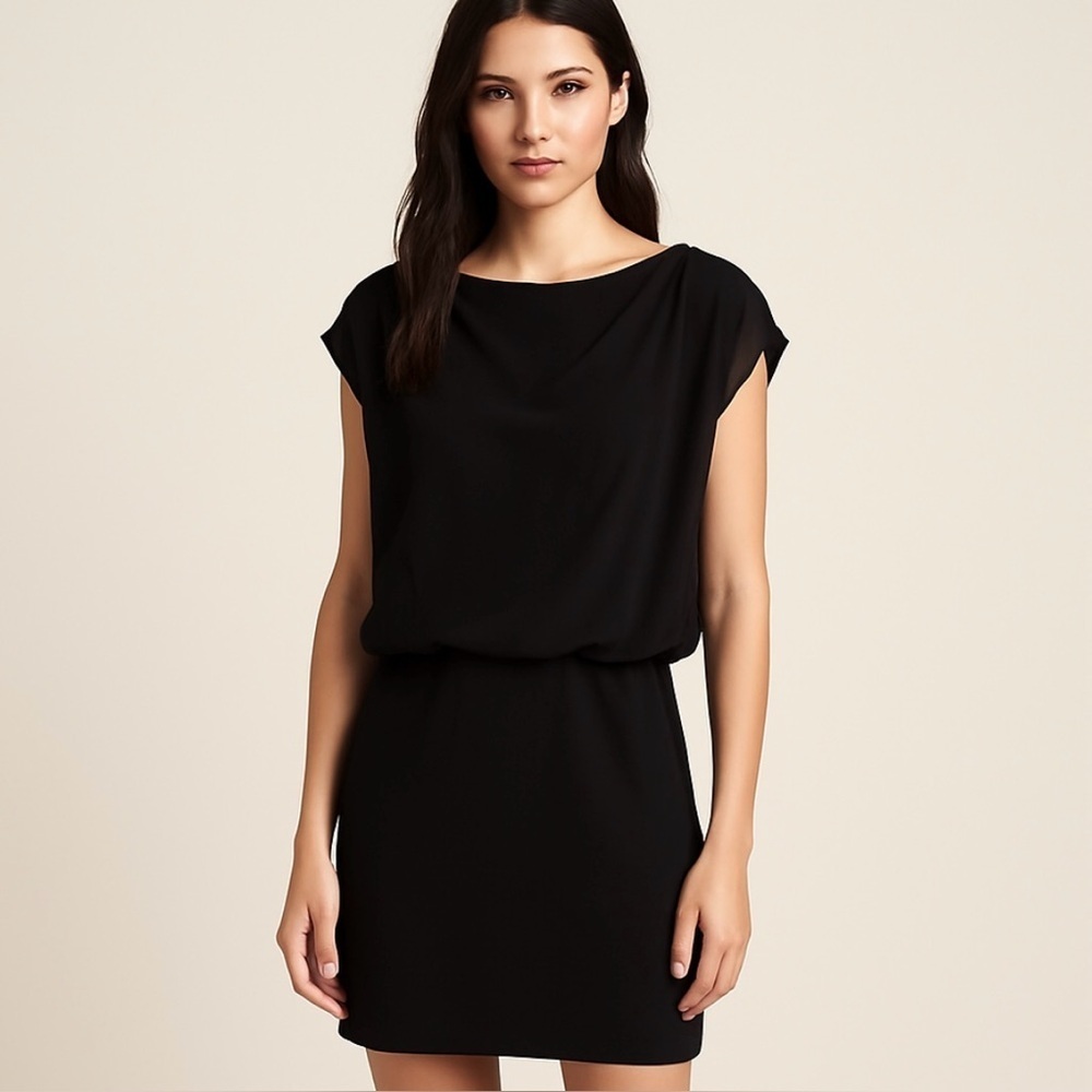 Black Halo “Jackie O” Draped Blouson Makesni Dress Size 6